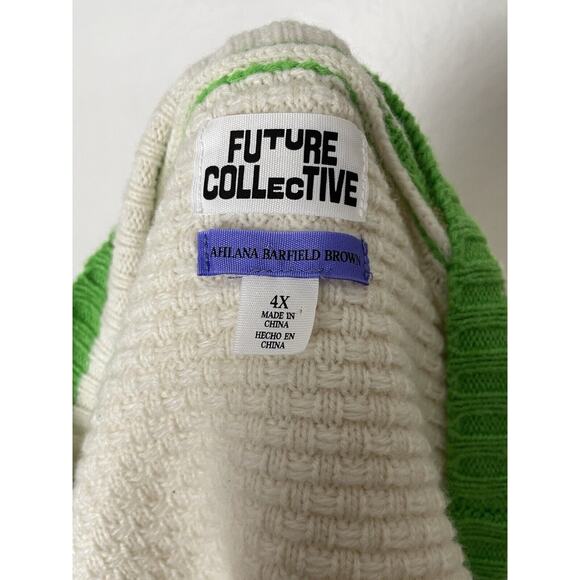 Future Collective Sweater Cardigan Varsity Textured Stretch Knit - Picture 8 of 9